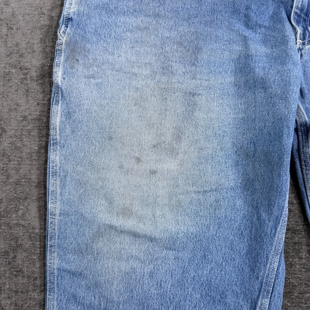 Carhartt B13 DST Men 46x32 Blue Denim Dungaree Carpenter Jeans Suspender Buttons